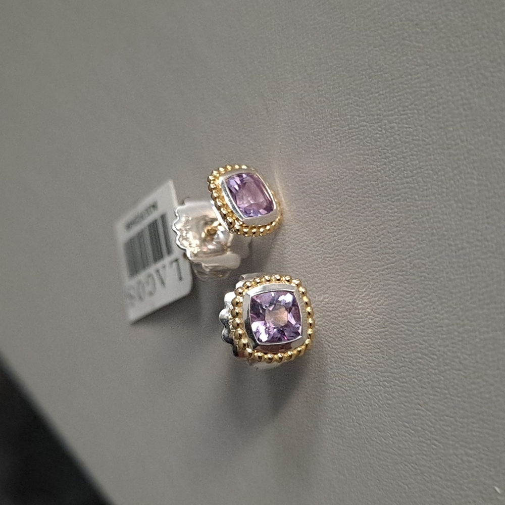 NWT Lagos Caviar Color Amethyst Stud Earrings